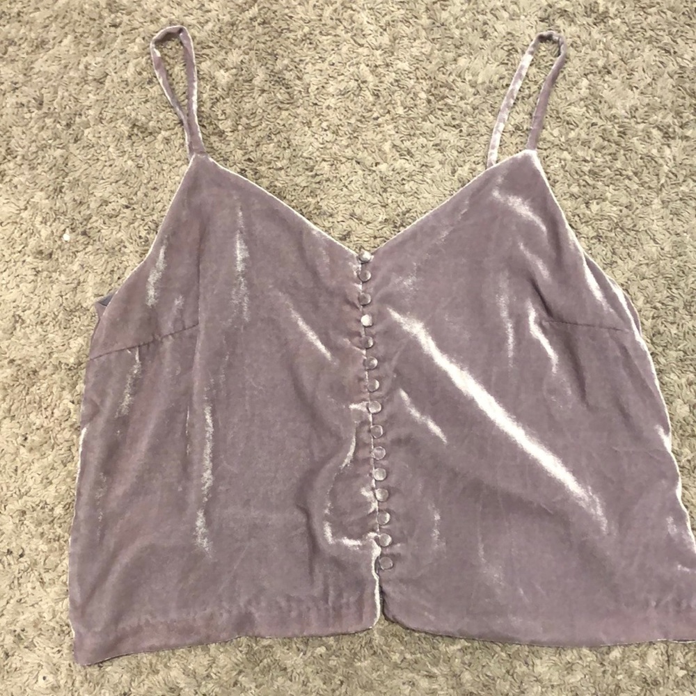 LIGHT LAVENDER VELVET BUTTON DOWN TANK TOP
